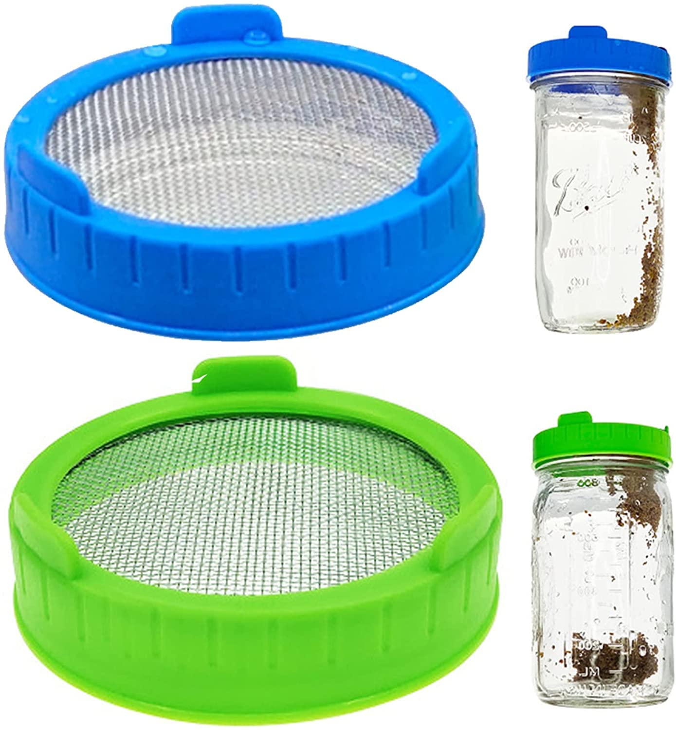 LATRAT Sprout Lid Set, Preserving Jar Lids, Germination Lids, Sprout Jars Lids, Stainless Steel Jar Lids, Sieve for Growing Sprouts at Home