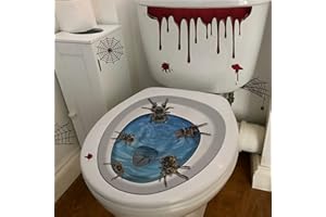 ROFARSO Halloween Removable Toilet Lid Decals 3D Horrible Wall Stickers DIY Scary Home Decor Bathroom Dark Creatures Decoration Poster for Halloween Party (Creepy Spiders)
