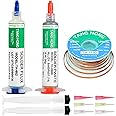 TANG HONG Solder Flux,Solder Paste,and Solder Wick,No Clean Flux (1 Pack),Sn63 Pb37 Lead Solder Paste (1 Pack),10Ft Desoldering Wick Braid (1 Pack),For Widely Used In Various Soldering