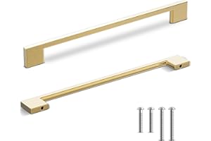 Southern Hills 5pc Brushed Gold Cabinet Pulls - 8.75" (224mm) Screw Spaced Gold Pulls for Cabinets and Drawers, Dresser, Gold Hardware for Cabinets, Kitchen Cabinet Handles