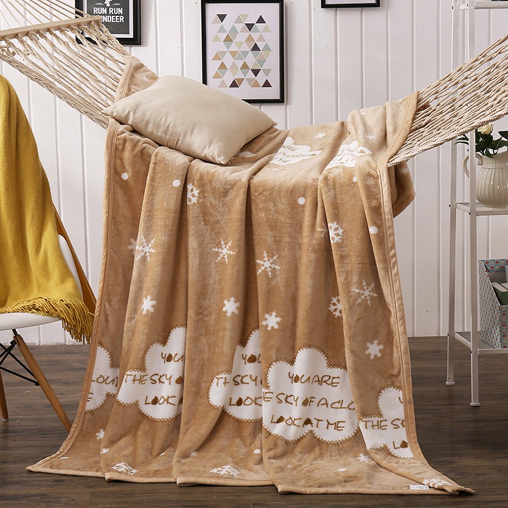 MYLUNE HOME Faux Fur Mink Fleece Blanket Throws Quilt with Snowflakes Pattern for Bedroom Living Rooms Sofa Full/Queen/King Size