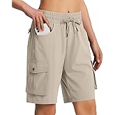 Women's 9" Hiking Cargo Shorts Quick Dry Lightweight Summer Shorts for Camping Travel Golf 6 Pockets