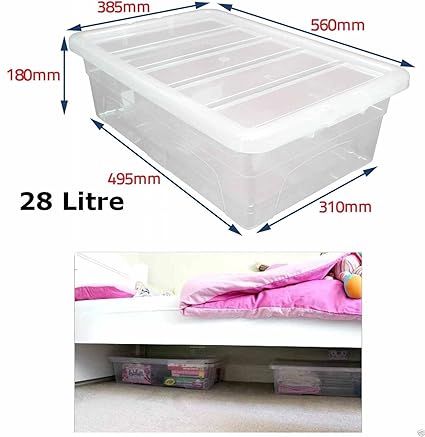 Set Of 5 Crystal Clear Plastic Storage Box Boxes With Lids Uk