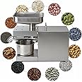 Oil Press Machine Commercial Automatic Cold/Hot Oil Press Machine With Oil Cup Stainless Steel Organic Oil Press Electric Oil Complete Accessories Durable For Peanuts Walnuts Olives (600W 110V)