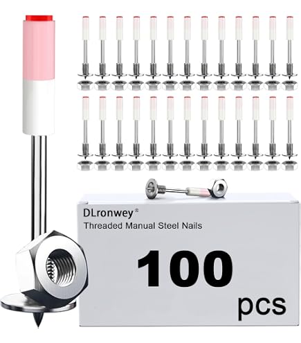 100 Pieces Of M8 Nut Nail Kit, Fire Nail Round Nail With Threaded Circular Integrated Nail Wall Fixing Tool Fixing Groove Fixture