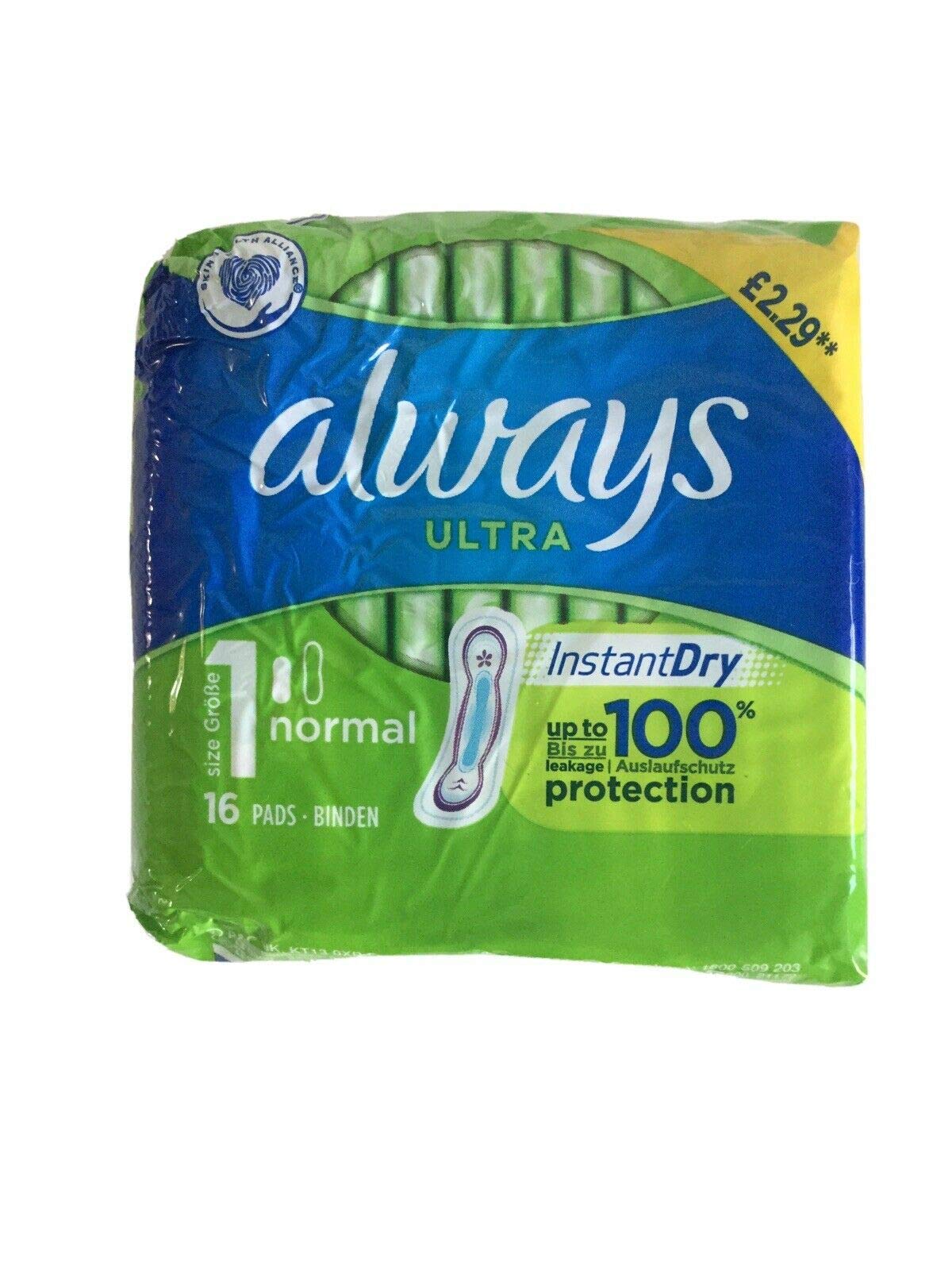 Always Ultra Normal Size 1 Sanitary Towels (16 Pads)