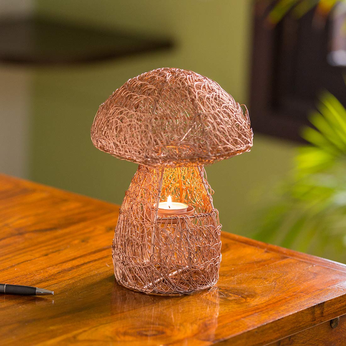 Buy ExclusiveLane 'The Mushroom Mesh' Handwoven Showpiece & Table