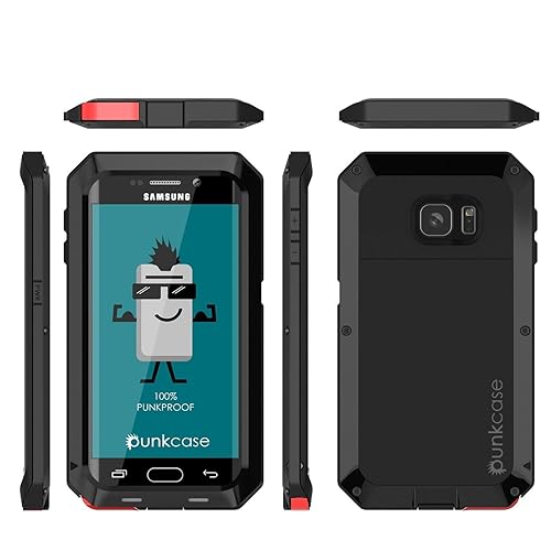 Galaxy S7 Edge Case, PUNKcase Metallic Black w/Shockproof Dirt