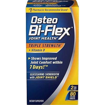Triple Strength Glucosamine Chondroitin and Vitamin D by Osteo Bi-Flex, Supprts Immune Health and Bone Health*, 80 Coated Tablets