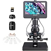 Andonstar AD266S 20X-5000X HDMI Digital Microscope, 5 Lens 2160P UHD Video Record, 7'' LCD Microscope for Adults Kids, Home Lab Biological Kit with Slides, Coin Full View
