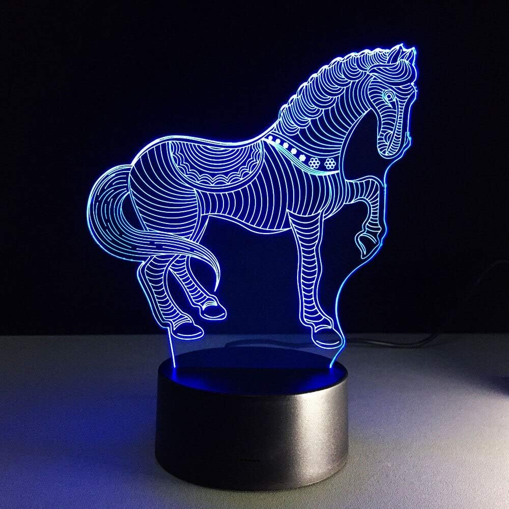 Multicolored visual table lamp horse night light touch switch creative gadget battery powered