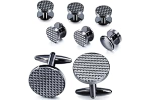 HAWSON Silver/Gold Cufflinks for Men with Tuxedo Shirt Studs,Men Accessories Jewelry with Gift Box,Gifts for Family,Best Friend on Wedding Business Birthday Anniversary