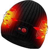 Rabbitroom Ladies Rechargeable Heated Beanie Hat,7.4V Electric Knit Hat Insulated Battery Thick Thermal Fabric Winter WarmHat