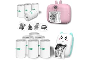 FUNDUCTS 10 Rolls Sticker Paper, 57mm Self-Adhesive Thermal Paper HD Photo Paper, Mini Pocket Printer Sticker Paper for Most Kids Instant Camera, Mini Photo Printer Labels, For Photos, To-do Lists, 57 x 25mm