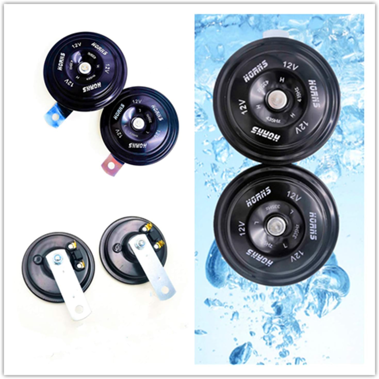 YIYDA Car Horn Motorcycle Horn Super Loud High Tone and Low Tone Metal Car Electric Horn Black Twin Horn Kit with Bracket loudspeaker Waterproof Electric Universal Horn for Any 12V Moto Truck car ect - Image 3