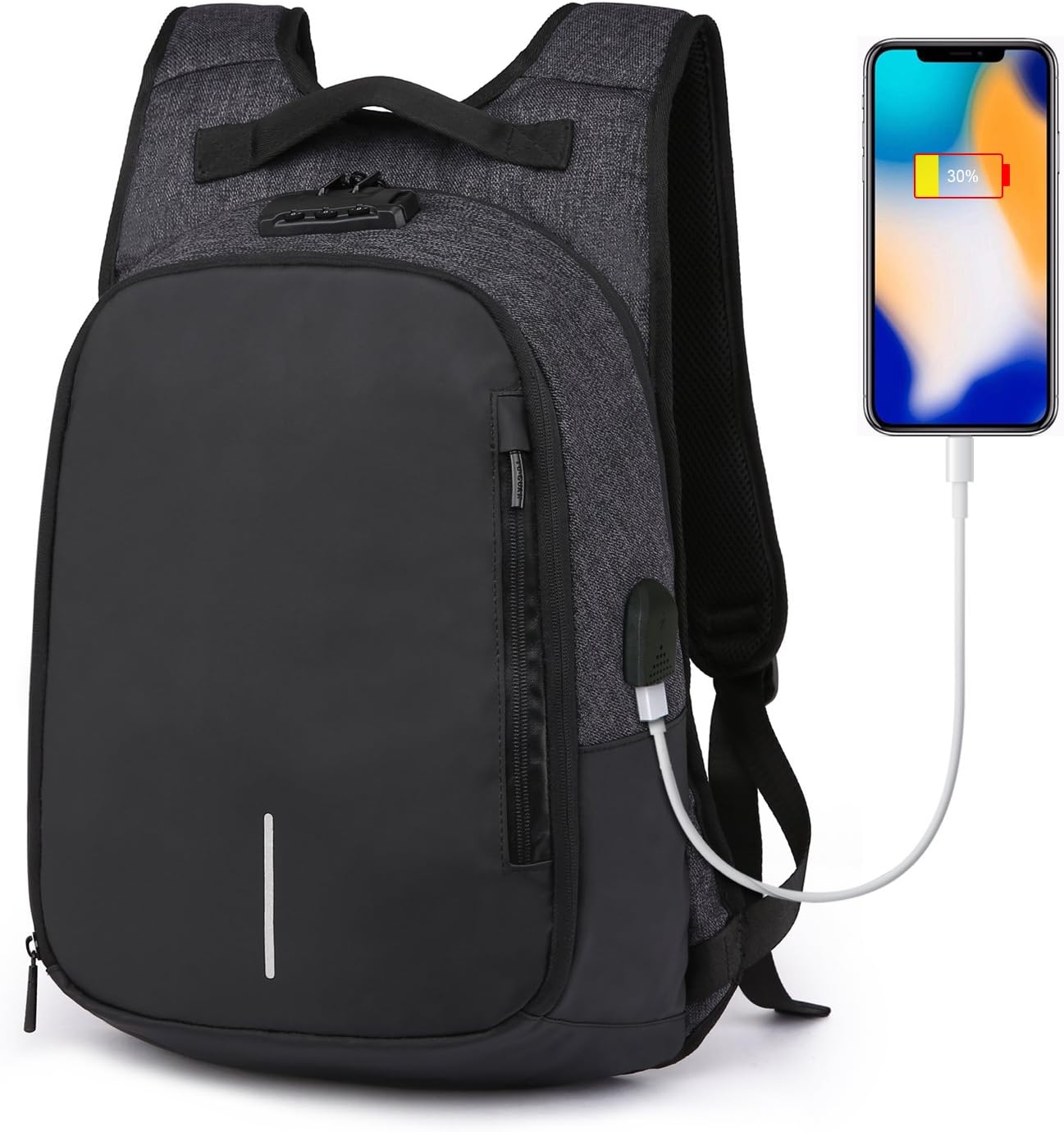 Loiee Business Water Resistant Backpack with USB Charging Port Fits for Under 14 Inches Notebook&Tablet