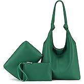 Vegan Leather Hobo Purses set, Slouchy Shoulder Bag Knotted Hobo Bags for Women with a small Purse and Clutch Handbag