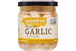 Pickerfresh Pickled Garlic - Gourmet Garlic Cloves - Simple Ingredients - Non-GMO, Gluten Free & No Artificial Color - 7 oz
