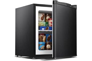Kismile 1.1 Cu.ft Small Freezer, Mini Upright Freezer, Black | Compact Size for Dorms/RVs/Offices, 2 Removable Shelves, Reversible Door, 7 Adjustable Thermostat, Quiet <40dB