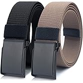 WYuZe Nylon Elastic Stretch Belt-2 Pack Men Casual Golf Belt Military Metal Buckle