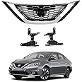 UnayKolb Front Bumper Honeycomb Upper Grille Chrome & Black Grill Fits 2016 2017 2018 Nissan Sentra 62310-3YU0A
