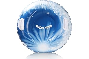 DOMIGARD Snow Tubes, 37.4" 1Pack Inflatable PVC Snow Sled, Thickened Heavy Duty Hard Bottom Snow Sleds with Handles, Fun Winter Outdoor Sports Toys for Family Activities