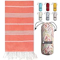 BAY LAUREL Turkish Beach Towel with Travel Bag 39 x 71 Quick Dry Sand Free Lightweight Large Oversized Beach Towel Turkish To