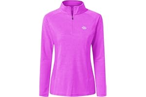 MoFiz Women's Long Sleeve Golf Polo Shirt 1/4 Zip UPF 50+ Sun Protection Quick Dry Workout Hiking Athletic Shirts