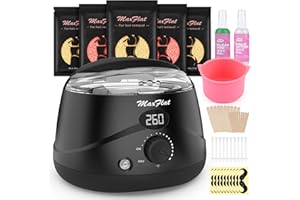 MaxFlat Waxing Kit, Wax Kit for Women and Men, Digital Wax Pot Hard Wax Kit with 51 Accessories (17.6 oz), Includes Alloy and Silicone Wax Pots, for Full Body Armpit Brazilian Bikini Waxing