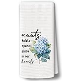 BCUANGD Aunts Gifts Kitchen Towels Decor - Aunt Gifts for Female Hand Tea Towels, Blue Hydrangea Floral Gift for Christmas Dish Towel Dishcloths Decorations for Home Kitchen, 16"x24"
