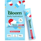 Bloom Nutrition Hydration Electrolyte Sticks, Rocket Blast, 5 Count | Electrolytes with Collagen, 5g Protein, Vitamins &amp; Minerals, Sugar Free Drink Mix
