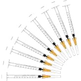 25 Gauge 5/8 inch Needle with Syringe (100Pack),1ml Luer Lock Disposable Syringes with Needle,Individually Wrapped