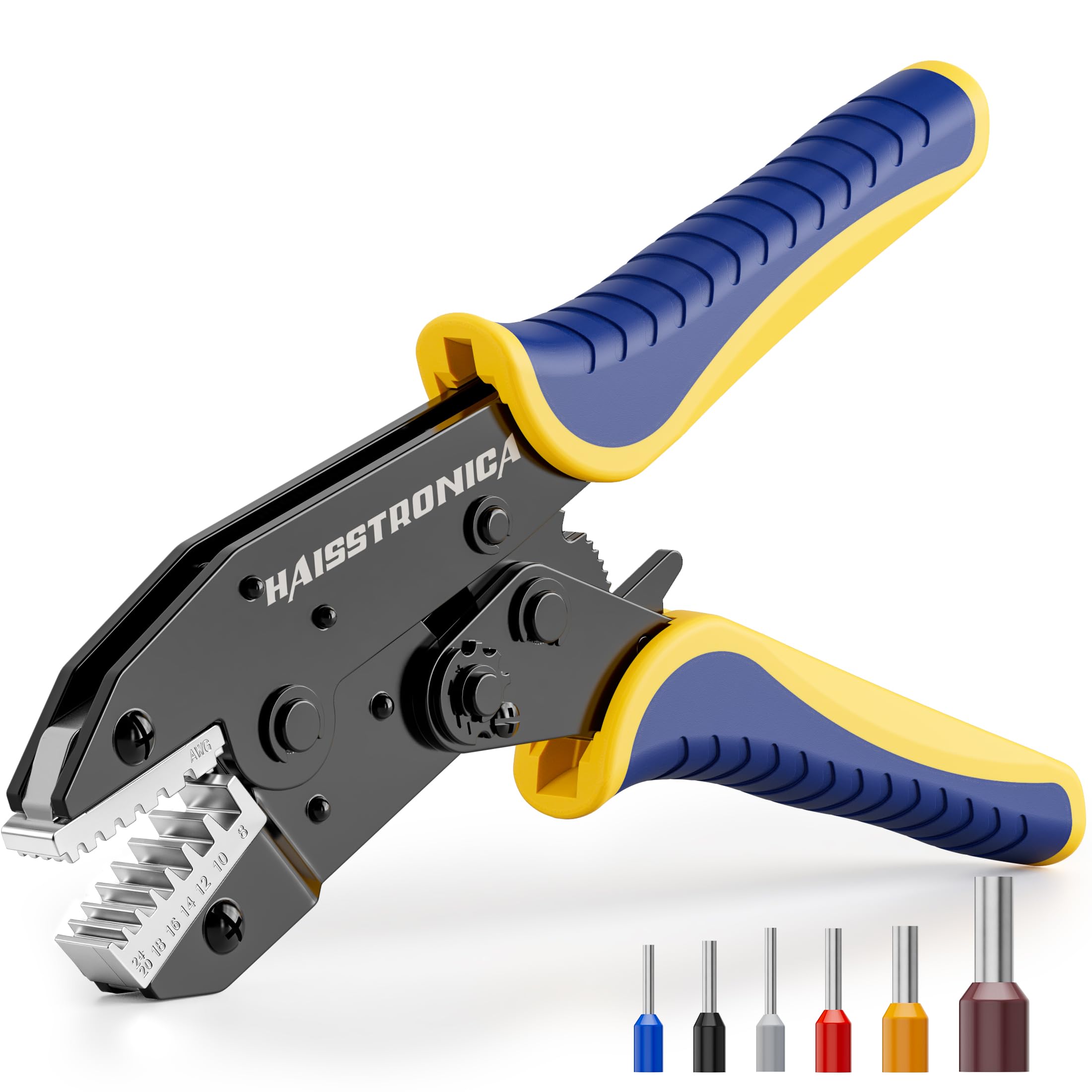 haisstronica Ferrule Crimping Tool for Wire Ferrules, 0,25-10mm²(24–8 AWG), Wire Crimping Tool, Crimper, Crimping Pliers for Ferrule Connectors