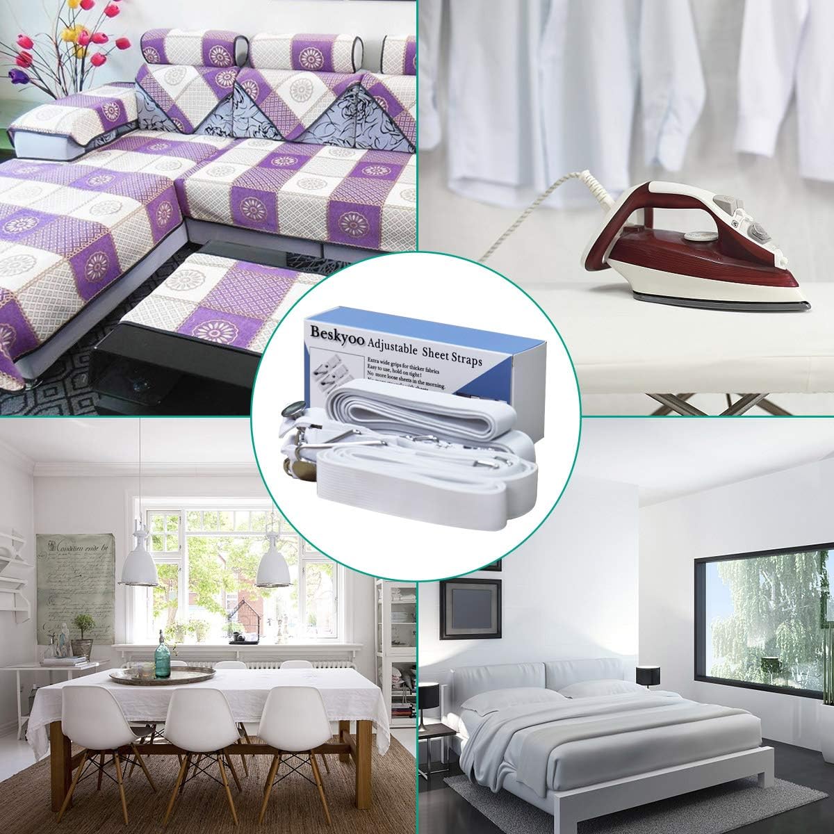 Bed Sheet Holder Straps- Adjustable Fitted Sheet Clips Bed Sheet Fastener Suspenders Elastic Gripper Holder Used for Bed Sheets,Mattress Covers, Sofa Cushion(Set of 4): Home & Kitchen