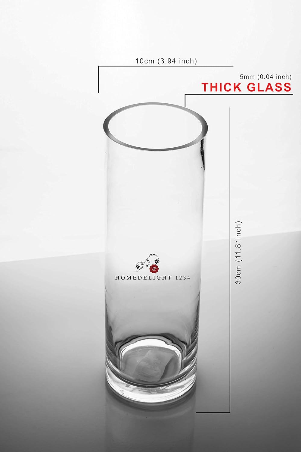 Homedelight Vase cylindrique en verre transparent pour décoration de