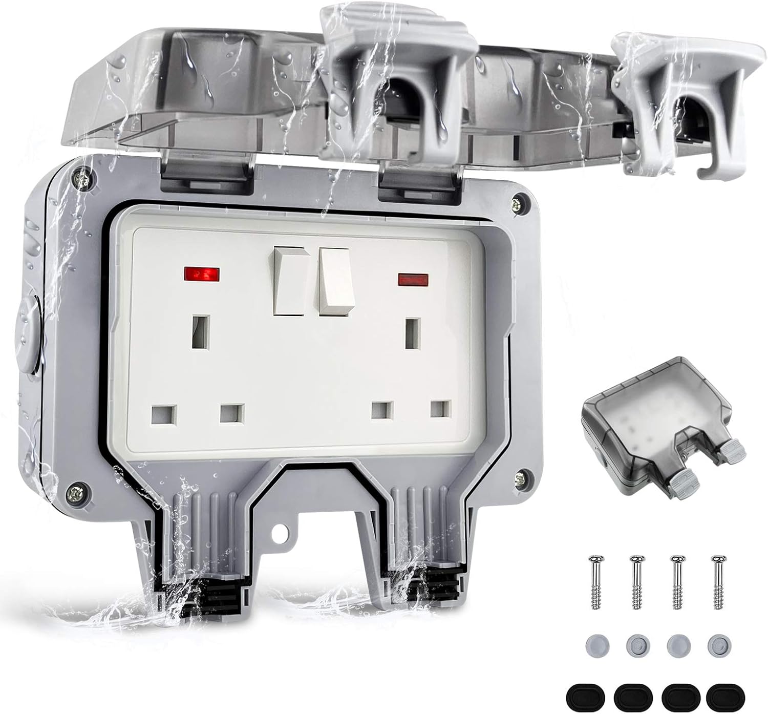 Outdoor Sockets Waterproof Double Socket, Weatherproof Outdoor Sockets ...
