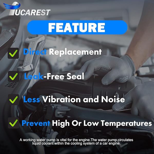 TUCAREST AW4105 PROFESSIONAL WATER PUMP KIT W/GASKET (FOR 4.2L V6) COMPATIBLE WITH 2003 FO-RD E-150 CLUB WAGON E-250, 1997-2002 E-150 E-250 ECONOLINE, 97-03/05-08 F-150, 2004 F-150 HERITAGE