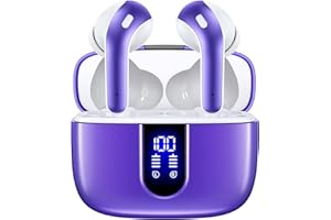 TAGRY Bluetooth Headphones True Wireless Earbuds 60H Playback LED Power Display Earphones with Wireless Charging Case IPX5 Waterproof in-Ear Ear buds with Mic for TV Smart Phone Laptop Computer Sports