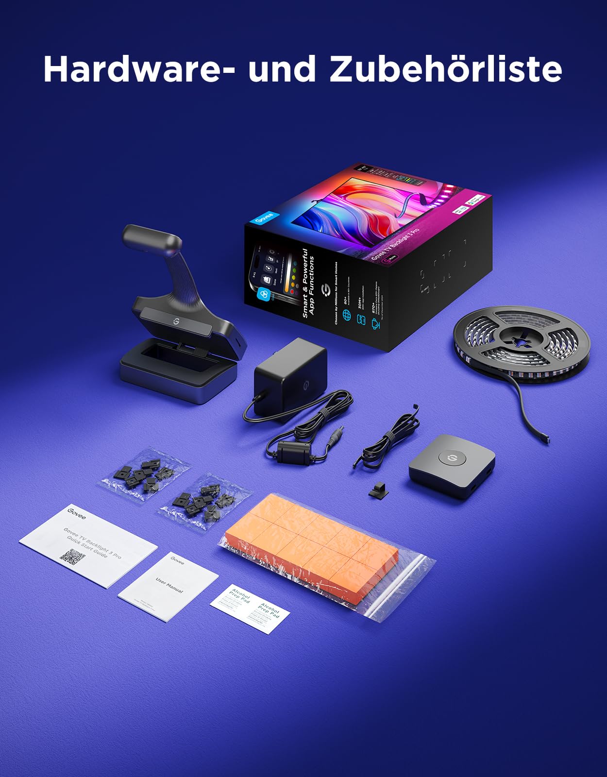 Govee TV Hintergrundbeleuchtung 3 Pro mit HDR-Dreifachkamera, 3,6M 5 in 1 RGBWWIC TV LED Streifen für 55–65 Zoll TVs, 75 LEDs/M, Unterstützt AI-Filter, Sprach- & APP-Steuerung DreamView Sync 9