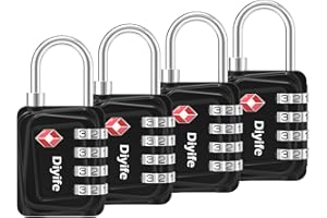 TSA Luggage Locks, [Newest Version][4 Packs] Diyife 4-Digit Suitcase Lock, Security Combination Padlocks with Zinc Alloy Body
