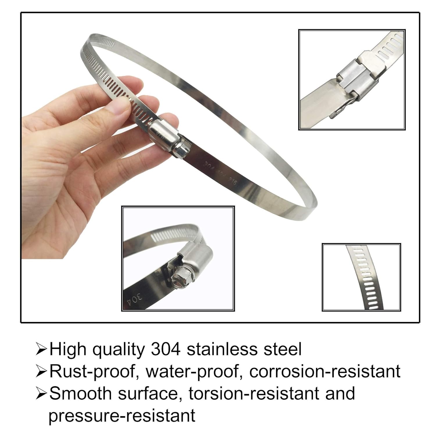 5 Adjustable 304 Stainless Steel Duct Clamps Hose Clamp Pipe Clamp Air Ducting Clamp Worm Drive
