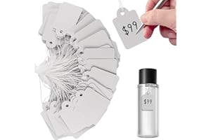 GAADSKCER 100 Pcs Price Tags with String 1.14 X 0.85 inch White Price Tags Blank Tag with String for Gift Jewelry Clothing