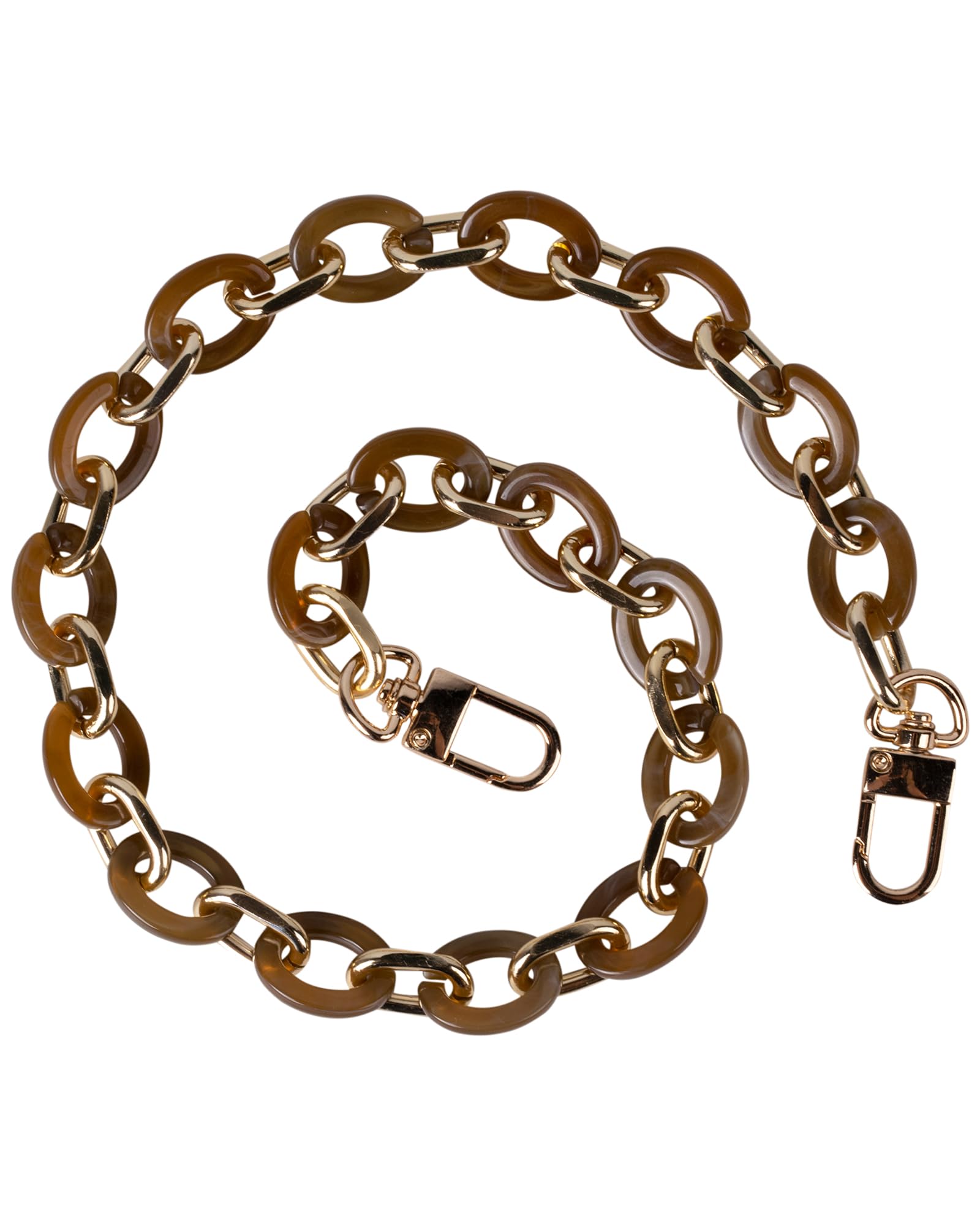 MEGAVOW 1 pcs of Purse Chain Straps, Flat Chain Handle with Metal Buckle, Handbag Shoulder Bag Chains Strap Replacement Accessory for DIY Purse Wallet Extender Crafts Making, Brown, 60cm