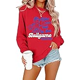 ALLTB Baseball Sweatshirt Women Game day Sweater Funny Ballgame Graphic Shirt Casual Long Sleeve Top
