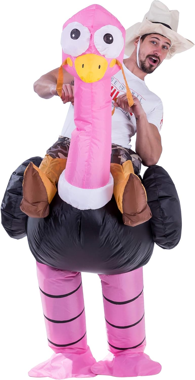 Spooktacular Creations Inflatable Costume Riding an Ostrich Air Blow-up Deluxe Halloween Costume - Adult Size: Clothing