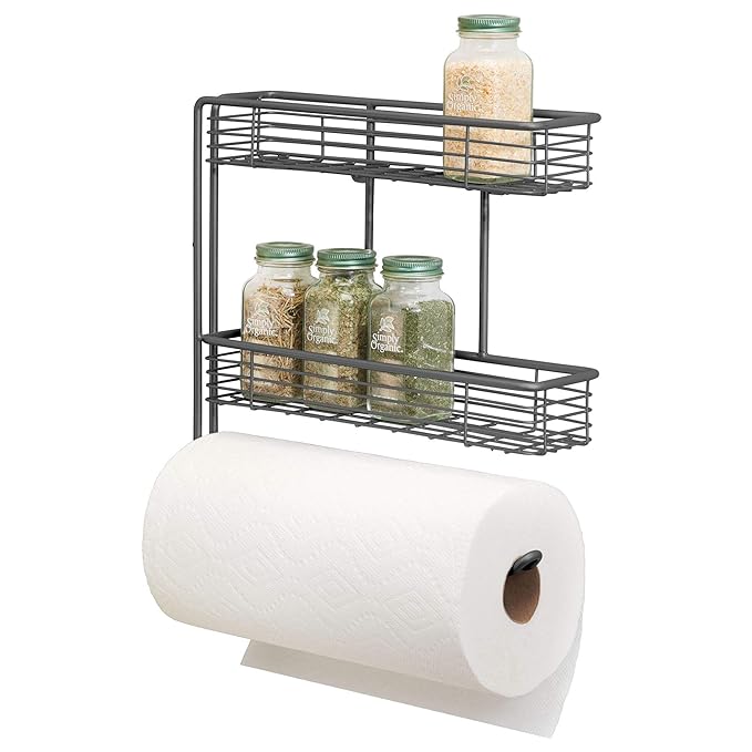 mDesign Metal Kitchen Roll Holder HighQuality Wall Mounted Kitchen