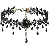 HekouJiub Black Choker Necklace Lace Choker Necklace for Woman Gothic Jewelry for Women Adjustable Lace Chokers Gifts for Women Halloween Party Custume Vintage Wedding Princess