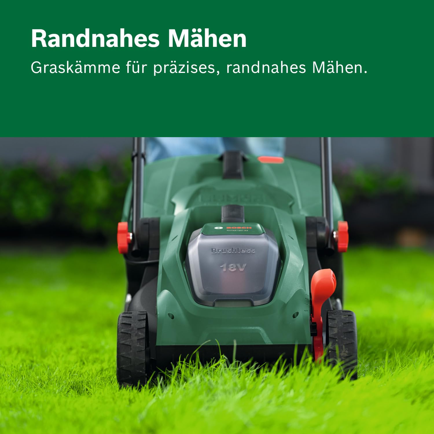 Bosch Akku-Rasenmäher ROTAK18V-32 (Schnittbreite: 32 cm, Schnitthöhe: 25-65 mm, 35 l Stoff-Grasfangkorb, Mulchstopfen, inkl. Akku und Ladegerät) 5