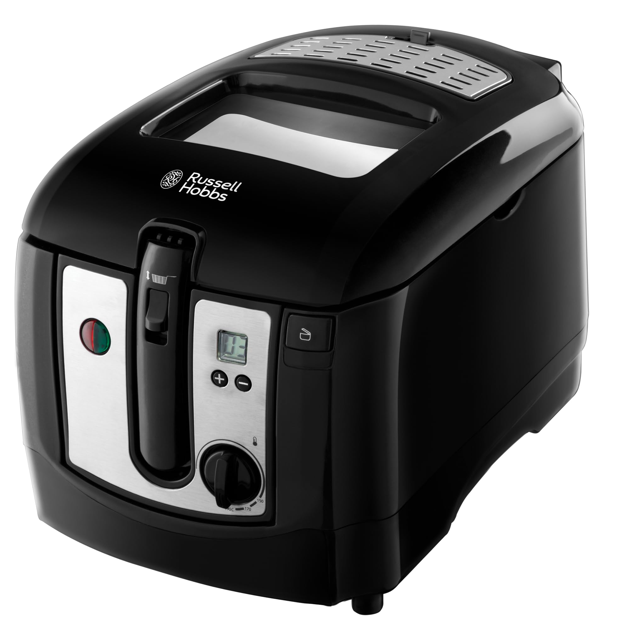 Russell Hobbs Electric Deep Fat Fryer, 3L Capacity/can Cook 1.2kg Food, Digital Timer, Large Observation Window, Non-Stick Coated pan, Adjustable Thermostat, Handle Lift System, 2300W, 24580