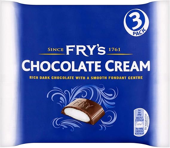 Fry's Chocolate Cream Chocolate Bar New Edition Multipack 3 x 49g - 4 ...